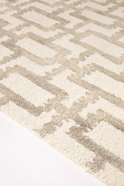 Hand-Tufted Wool Marengo Rug in Taupe – Geometric Patterned Carpet for Living Room, Bedroom & Study – Soft & Durable– 5 x 7
