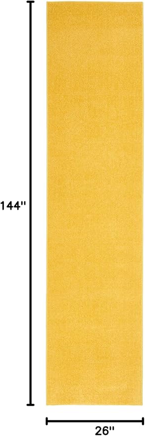 Nourison Home Nourison Essentials Yellow 2'2" x 12' Area Rug - Easy Clean, Non Shedding, Bed Room, Living Room, Dining Room, Kitchen (12' Runner)