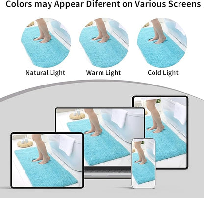 Bathroom Runner Rug 24x70 Teal Non Slip Fluffy Long Bath Mat for Bathroom Floor Washable Plush Luxury Large Bath Rug for Tub Absorbent Runner Rug for Bedside