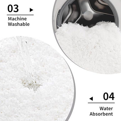 White Bathroom Runner Rug 24x70 Non Slip Fluffy Long Bath Mat for Bathroom Floor Washable Plush Luxury Bath Rug for Tub Absorbent Bathroom Shower Sink Mat Bedside Rug