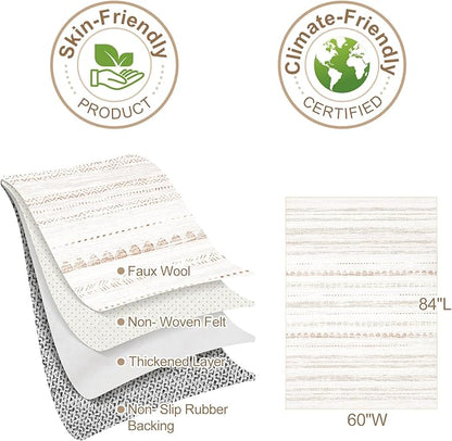 Nakagishi Area Rug Living Room Rugs: 5x7 Washable Boho Large Neutral Farmhouse Soft Moroccan Stain Resistant Indoor Carpet for Bedroom Nursery Kids Playroom Office Dining Room Home House Decor- Brown