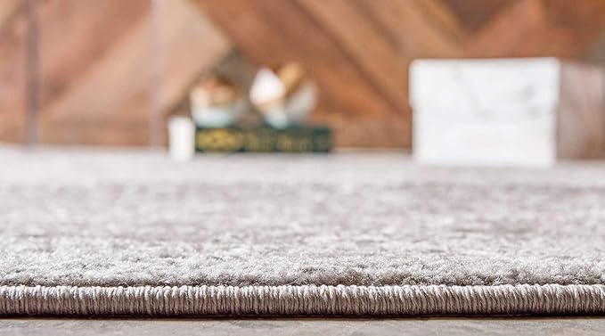 Unique Loom Trellis Frieze Collection Area Rug - Geometric (4' 1" Round Light Gray/Ivory)