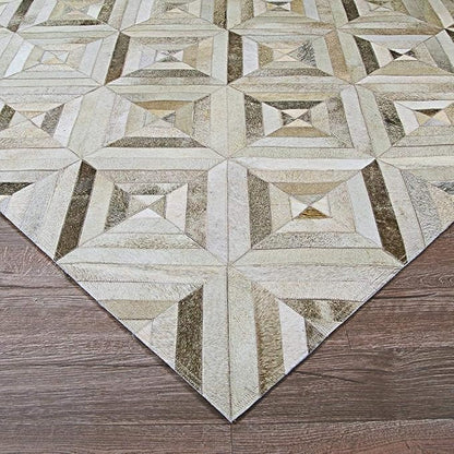 Premium Diamond Patterned Leather Area Rug - 2.5X8 ft - Grey - Luxury Non Slip Floor Accent for Dining Room, Living Room, Entryway, Elegant Collection Indoor Carpet