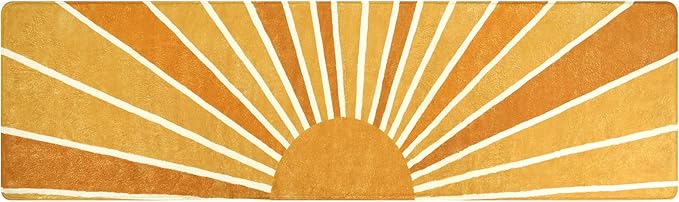 Lahome Boho Sun Runners Rug: 2'x8' Non-Slip & Washable Low-Pile Rug with Rainbow Sun Abstract Print for Hallway, Kitchen, Entryway, Laundry, Bathroom, Living Room