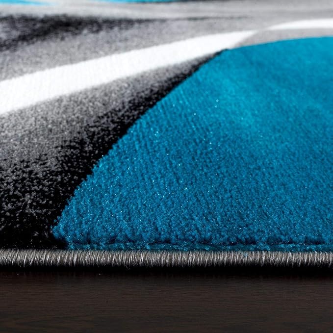 Persian Rugs 2305 Turquoise White Swirlss 2'2 x 7'4 Runner Modern Abstract Area Rug Carpet