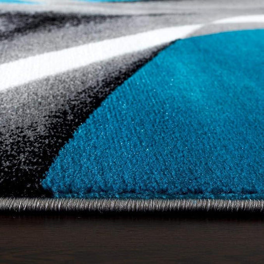 Persian Rugs 2305 Turquoise White Swirlss 2'2 x 7'4 Runner Modern Abstract Area Rug Carpet