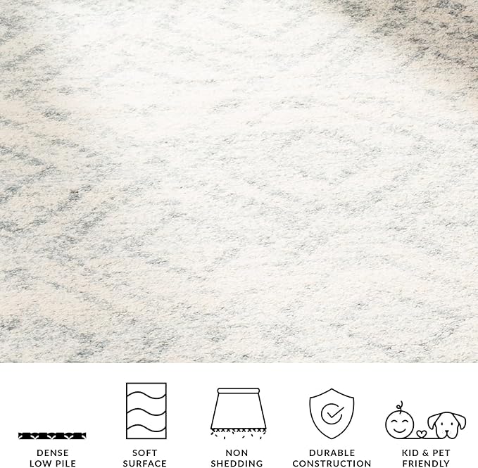 SAFAVIEH Adirondack Collection Area Rug - 10' Square, Ivory & Light Blue, Modern Diamond Distressed Design, Non-Shedding & Easy Care, Ideal for High Traffic Areas in Living Room, Bedroom (ADR131T)