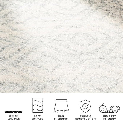 SAFAVIEH Adirondack Collection Area Rug - 10' Square, Ivory & Light Blue, Modern Diamond Distressed Design, Non-Shedding & Easy Care, Ideal for High Traffic Areas in Living Room, Bedroom (ADR131T)