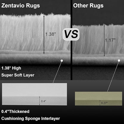 Zentavio White Area Rugs for Bedroom Soft Large Living Room Rugs 6x9 Fluffy Furry Shag Aesthetic Carpet Plush High Pile Floor Rug for Nursery Kids Room Dorm Home Decor