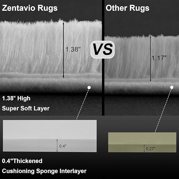 Zentavio White Living Room Rugs 9x12 Large Area Rugs for Bedroom Soft Fluffy Furry Shag Aesthetic Carpet Plush High Pile Floor Rug for Nursery Kids Room Dorm Home Decor