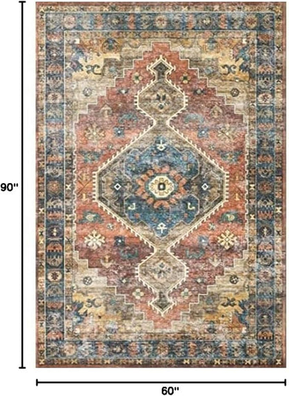 Loloi Skye Collection SKY-11 Rust/Blue 5'-0" x 7'-6" Area Rug