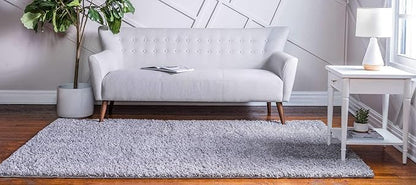Unique Loom Davos Shag Collection Area Rug - Solid (4' 1" x 6' 1" Rectangle, Sterling)