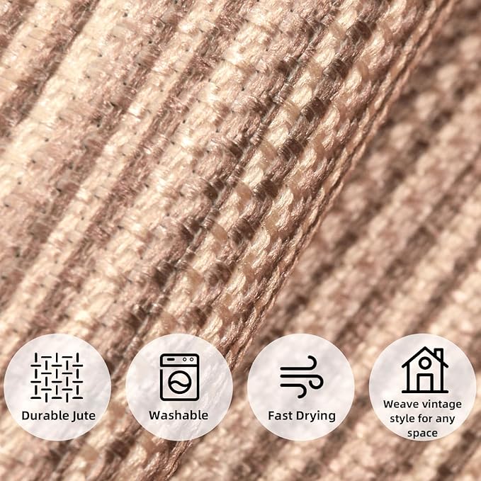 ILANGO Jute Area Rugs for Living Room, Woven Washable Rugs 3'x5' Indoor, Natural Farmhouse Rugs for High Traffice Areas, Non Slip Carpet with Rubber Backing for Bedroom Kitchen Porch