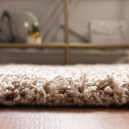 Unique Loom Solid Shag Collection Area Rug (4' 1" Round, Taupe)