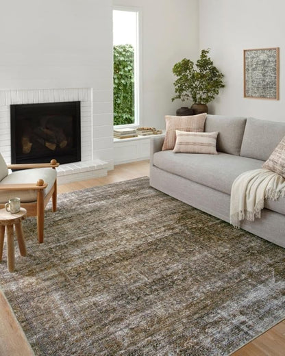 Loloi Amber Lewis Billie Collection, Tobacco & Rust 2'-0" x 5'-0" Area Rug – Antique & Distressed Accent Rugs for Living Room, Bedroom, Entryway & Hallway, No Shed High Traffic Area Home Decor Rug