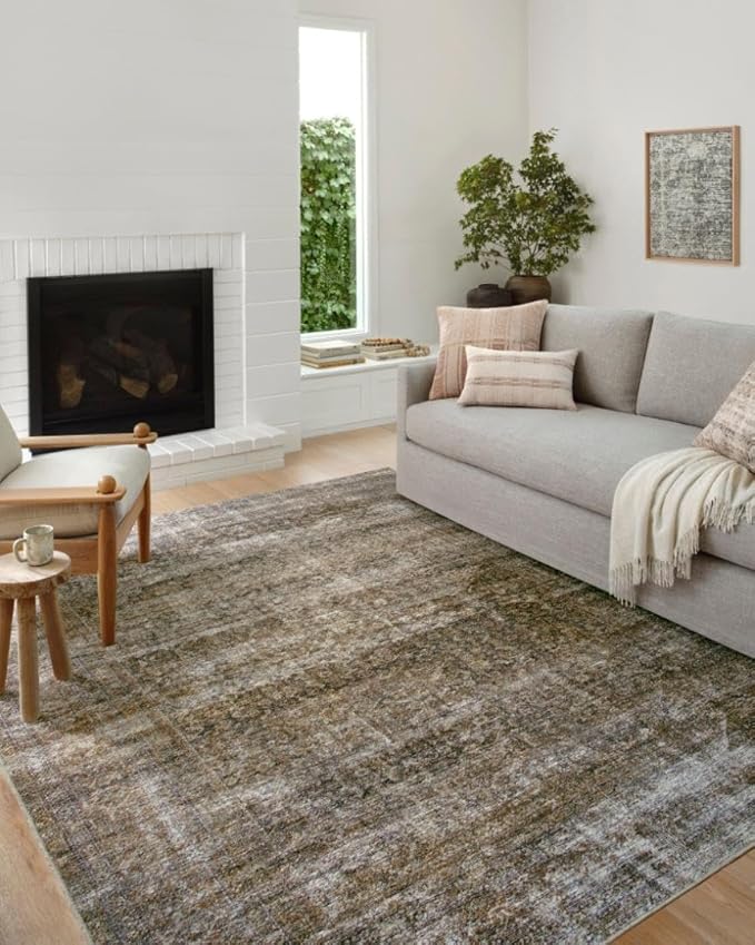 Loloi Amber Lewis Billie Collection, Tobacco & Rust 2'-3" x 3'-9" Area Rug – Antique & Distressed Accent Rugs for Living Room, Bedroom, Entryway & Hallway, No Shed High Traffic Area Home Decor Rug