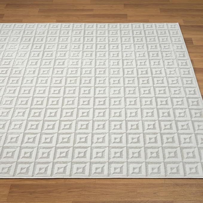 LUXE WEAVERS Geometric Greek Pattern Area Rug, Cream, 4'X5'