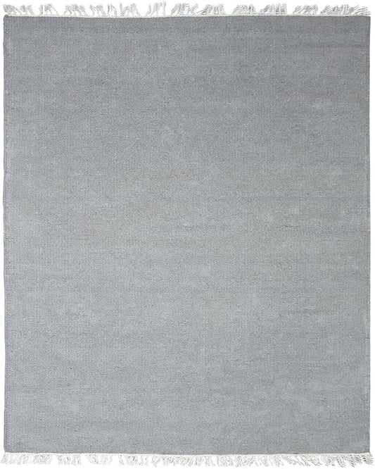 Rugsotic Carpets Hand Woven Flat Weave Kilim Wool ECO-Friendly Area Rugs - 4'x6', Rectangle Shape, Light Silver Color, Solid Plain Design, Low Pile Handmade Rugs for Living Room (D00111)