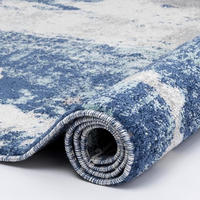 LUXE WEAVERS Euston Collection D.Blue-L.Blue 2x7 Modern Abstract Area Rug