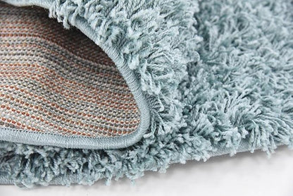 Unique Loom Solid Shag Collection Area Rug (6' 1" Round, Light Slate Blue)
