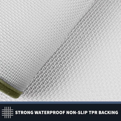 PURRUGS Dirt Trapping Door Mat 24" x 70", Non-Slip/Skid Machine Washable Entryway Rug, Shoes Scraper, Area Rug, Super Absorbent Welcome Mat for Muddy Wet Shoes and Paws, Budding Green & Sage Green
