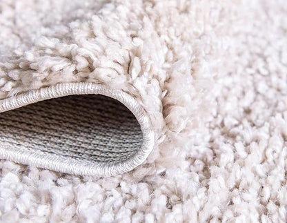 Unique Loom Davos Shag Collection Area Rug - Solid (6' 1" Round, Linen)
