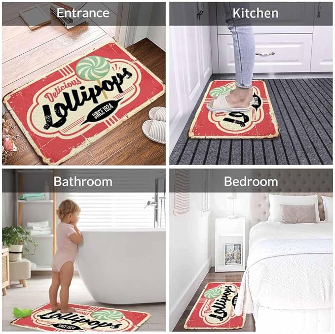 Candy Store Sign Bathroom Mat Rugs Microfiber Faux Cashmere Thick Plush Bath Mat Non-Slip Water Absorbent Bath Carpet for Bathtub Bathroom Floor Tub 20 x 30 Inch