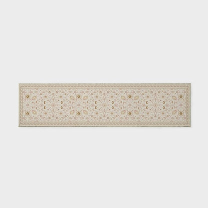 EVERGRACE Hallyway Area Runner Rugs 2x8, Boho Floral Faux Wool Indoor Outdoor Rugs, Washable Rugs for Bedroom Dining Room Living Room Kitchen, Low Pile Floor Mat Carpet for Home Decor, Natural Beige