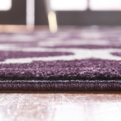 Rugs.com Lattice Collection Rug – 8 Ft Round Purple Medium-Pile Rug Perfect for Kitchens, Dining Rooms