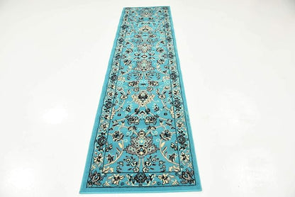 Unique Loom Sialk Hill Collection Area Rug - Washington (2' 2" x 8' 2" Runner Turquoise/Black)