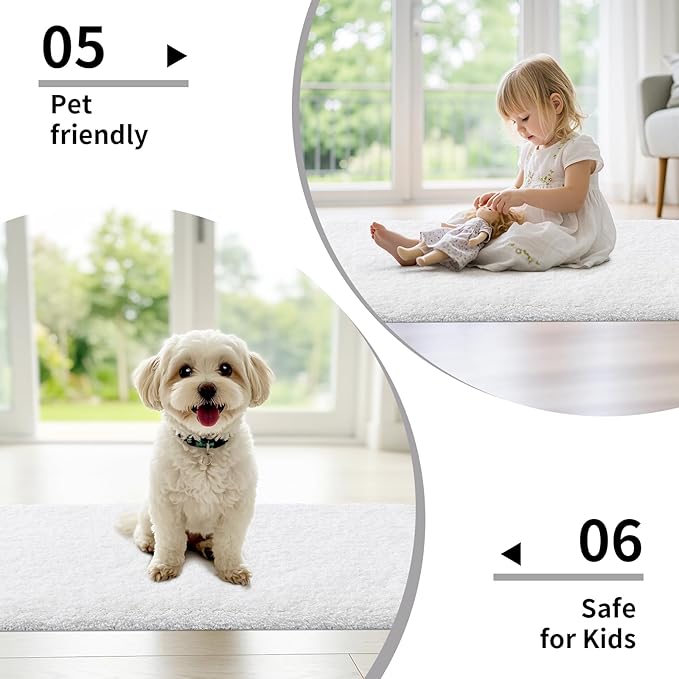 White Bathroom Rugs 24x48 Non Slip Fluffy Bath Mat for Bathroom Floor Washable Plush Luxury Bath Rug for Tub Soft Shaggy Absorbent Shower Sink Mat