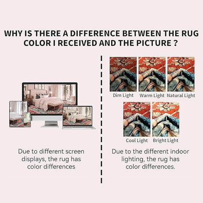 YJ.GWL Area Rugs for Living Room 4x6 Machine Washable Rugs for Bedroom, Non Slip Floral Vintage Rug Indoor Carpet, Stain Resistant Throw Rug for Dining Room Kitchen, Orange-Red
