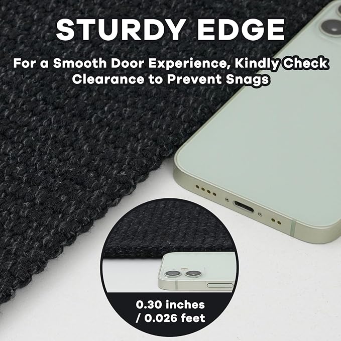 EARTHALL Small Area Rug 2x3 Ft Washable Rugs for Entryway Non Slip Braided Throw Rugs with Rubber Backing Door Mat Indoor Outdoor Entrance Cotton Woven Carpet for Kitchen Foyer Front Door, Black