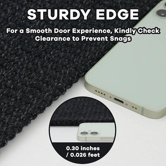 EARTHALL Runner Rug 3x20 Ft Washable Runners for Hallways Extra Long Woven Non Slip Entryway Runner Braided Kitchen Runner Indoor Outdoor Carpet Runners for Hotels, Officel, Stair, Black