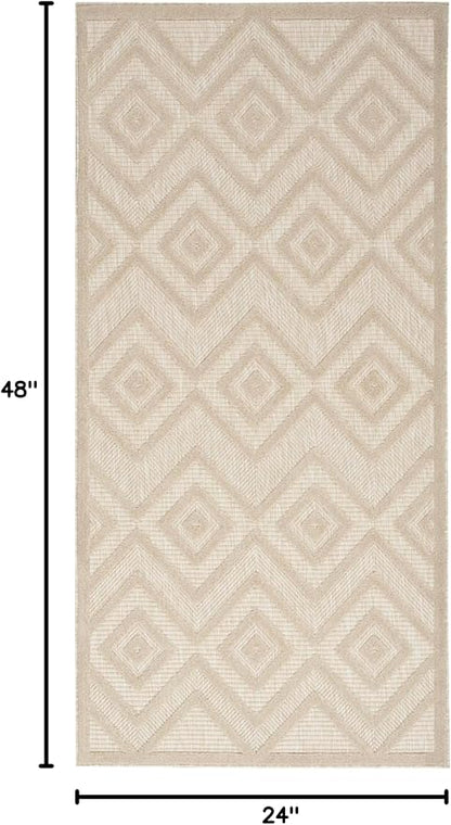 Nourison Home Versatile Cream 2' x 4' Area Rug - Easy Clean, Non Shedding, Bed Room, Living Room, Dining Room, Kitchen (2' x 4')