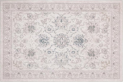 Phantoscope Washable Area Rug 4'x6' Non-Slip, Vintage Neutral Rugs for Living Room, Bedroom, Dining Room, Distressed Boho Floral Medallion Pattern, Low-Pile Foldable Floor Carpet, Cream Beige/Neutral