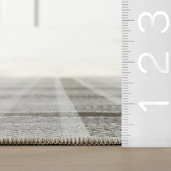 Dash & Albert Andri Plaid Black Machine Washable Rug, 6 X 9 Feet, Black/White Plaid Pattern