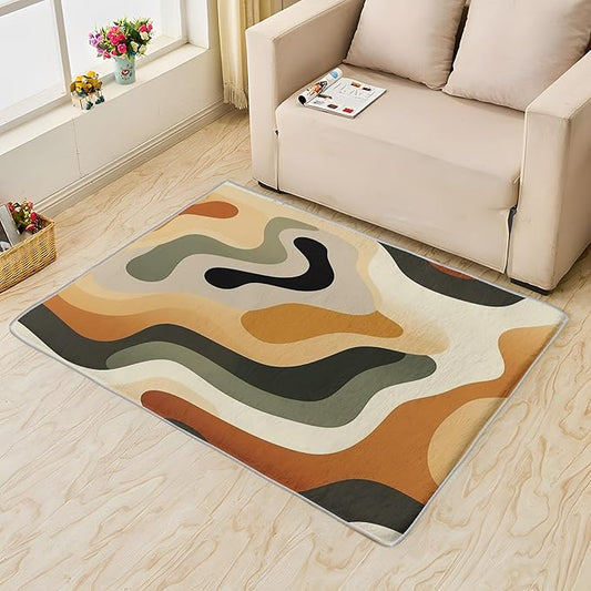 Neutral Color Rug, 7x9 Rug, Earth Tone Rugs for Entryway, Vintage Large Area Rug, Washable Rug Non Slip Soft Indoor Carpet, Kids and Pets Friendly, Neutral Color Home & Room Decor