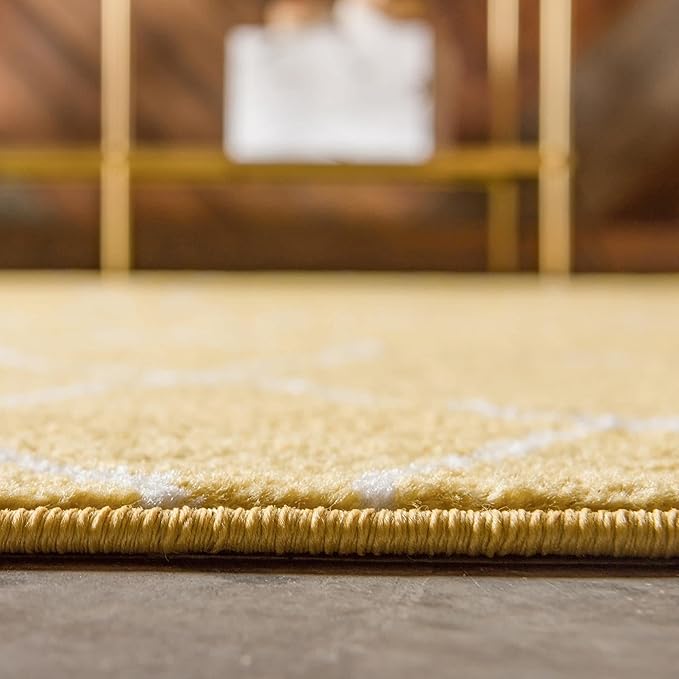 Unique Loom Trellis Frieze Collection Area Rug - Geometric (4' Square, Yellow/ Ivory)