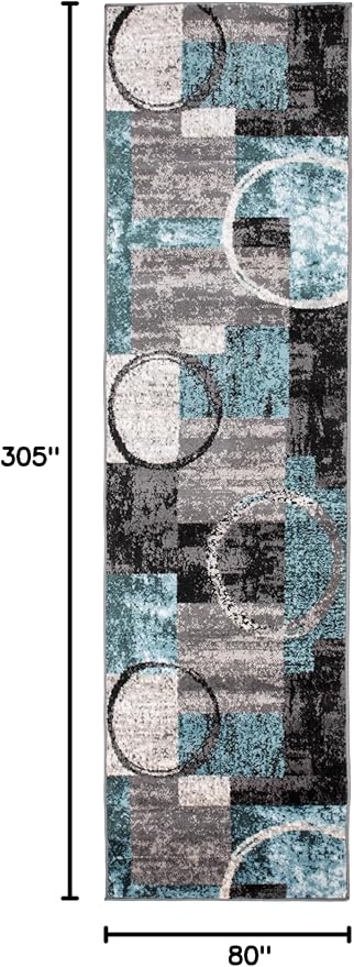 Rugshop Contemporary Circle Design Runner Rug, Carpet with Jute Backing for Hallway, Entryway, or Kitchen, Gray, 2'7" x 10'