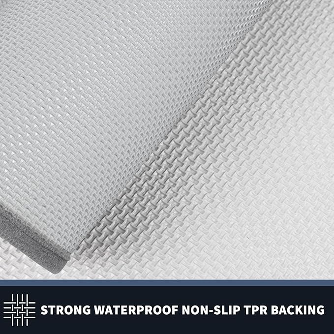 PURRUGS Dirt Trapping Door Mat 24" x 70", Non-Slip/Skid Machine Washable Entryway Rug, Shoes Scraper, Throw Rug, Super Absorbent Area Rug for Muddy Wet Shoes and Paws, Light Grey & Grey