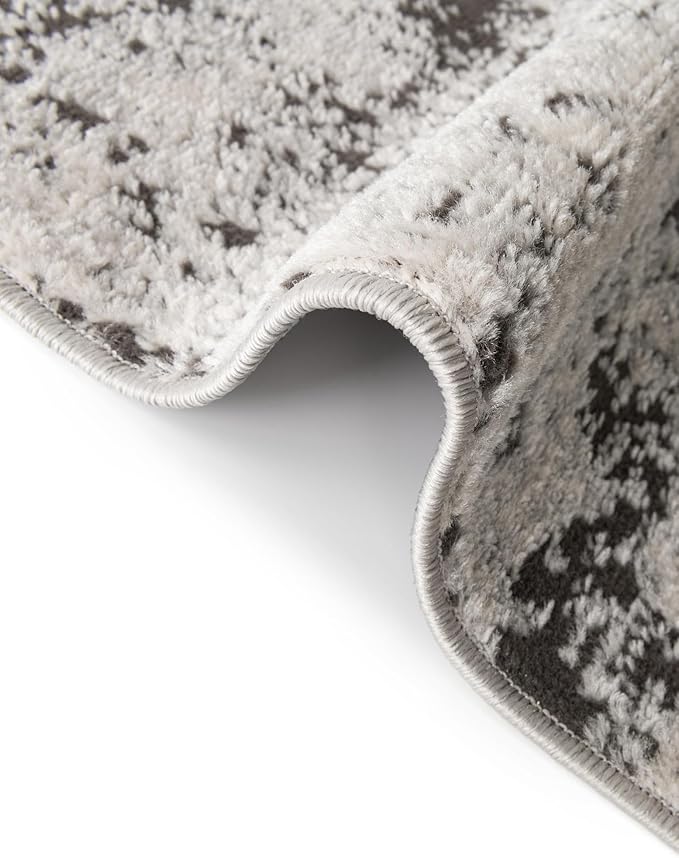 Rugs.com Leipzig Collection Rug – 6 Ft Square Gray Low-Pile Rug Perfect for Living Rooms, Kitchens, Entryways