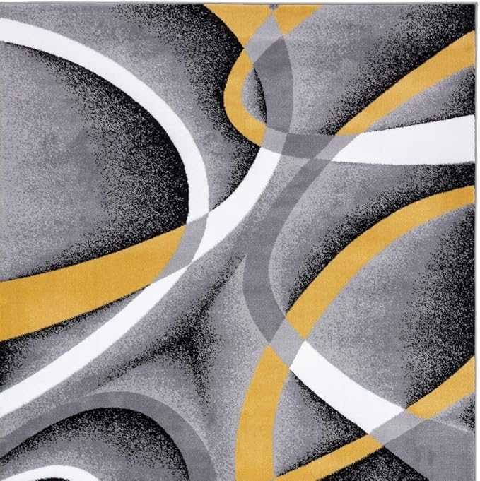 2305 Geometric Abstract Yellow 5x7 Area Rugs for Living Room