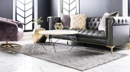 Unique Loom Glam Collection Area Rug - Trellis (10' x 14' 1" Rectangle, Gray Silver/ Silver)