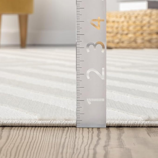 Abani Zen 8' x 10' Cream Rug – Neutral Modern Linear Pattern, Large Soft Area Rug for Living Room & Bedroom, Durable & Easy to Clean
