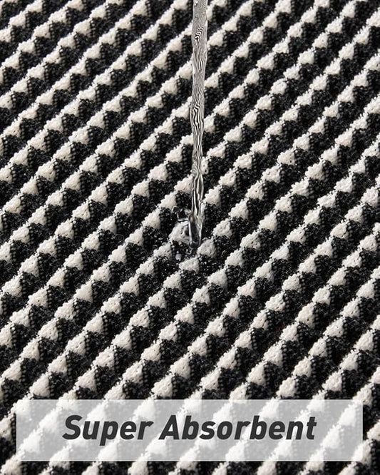 AMOAMI Upgraded Waffle Runner Rug Super Absorbent Non Slip Bath Mats for Bathroom Machine Washable Bathroom Runner Rug with Tassels, Ideal for Hallway Bedroom Laundry Room, 2' x 4', Black & Cream