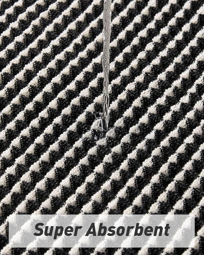 AMOAMI Upgraded Waffle Runner Rug Super Absorbent Non Slip Bath Mats for Bathroom Machine Washable Bathroom Runner Rug with Tassels, Ideal for Hallway Bedroom Laundry Room, 2' x 5', Black & Cream
