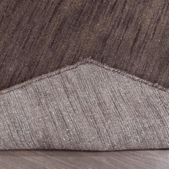 Hand Knotted Loom Wool ECO-Friendly Area Rugs - 6'x6', Octagon, Brown Color, Solid Plain Design, High Pile Thick Handmade Anti Skid Area Rugs for Living Room, Bed Room (L00111)