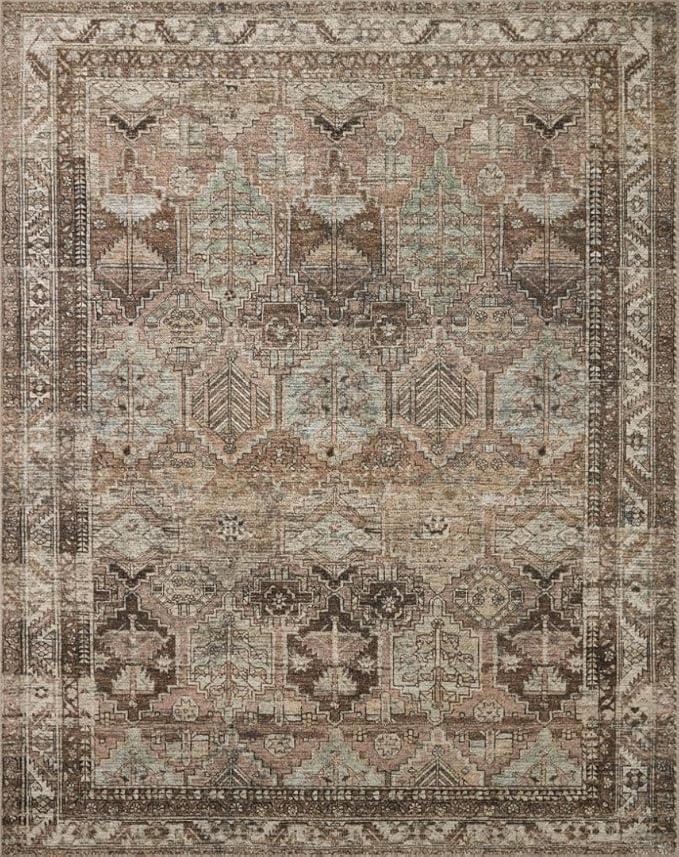 Loloi Amber Lewis Billie Collection, Clay & Sage 2'-0" x 5'-0" Area Rug – Antique & Distressed Accent Rugs for Living Room, Bedroom, Entryway & Hallway, No Shed High Traffic Area Home Decor Rug