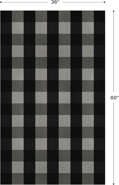 GENIMO Checkered Rug 3x5 Ft Black and White Outdoor Rug Buffalo Plaid Rugs Mat Fall Doormats Washable Rug for Front Porch Decor Indoor Entrance Patio Balcony Entryway